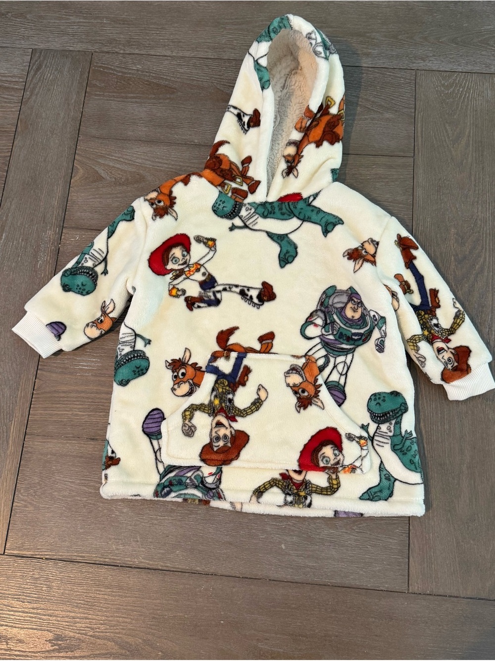 Disney Cream Plush Hoodie with Toy Story Characters